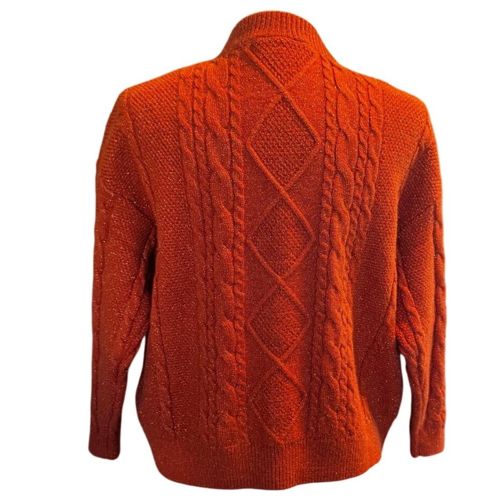 Taylor Swift “Life of a Showgirl” Cardigan Orange Sparkly Cable Knit XS/SM - Picture 4 of 8